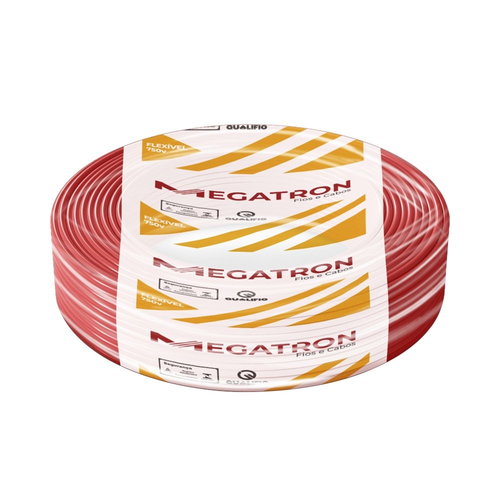 Cabo Flexível Megatron 6MMx100M Rolo 750V Vermelho Cabo Flexível Megatron 6MMx100M Rolo 750V Vermelho