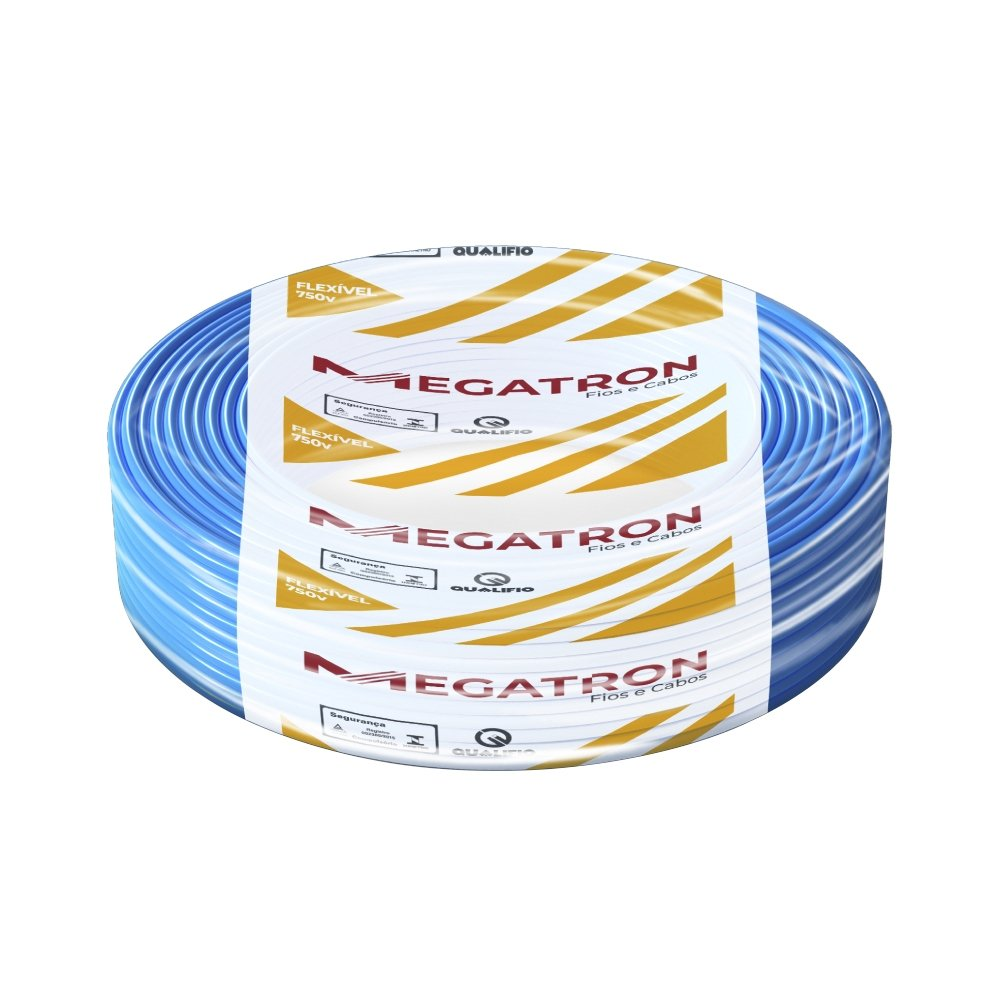 Cabo Flexível Megatron 6MMx100M Rolo 750V Azul Cabo Flexível Megatron 6MMx100M Rolo 750V Azul