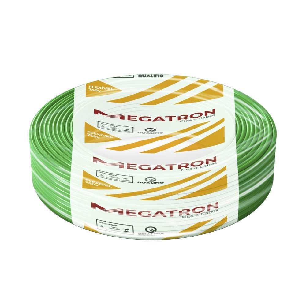 Cabo Flexível Megatron 4mm x 100m Rolo 750V Verde Cabo Flexível Megatron 4mm x 100m Rolo 750V Verde