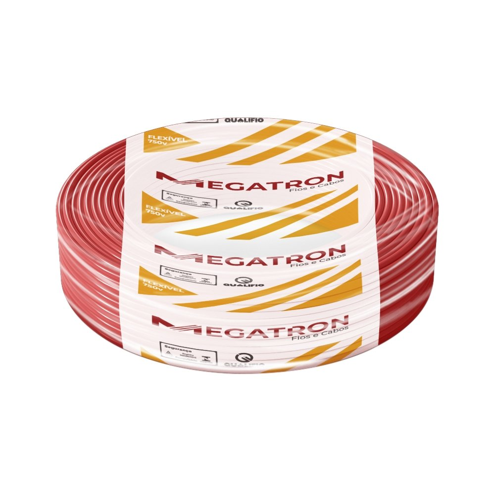 Cabo Flexível Megatron 1,5MMx100M Rolo 750V Vermelho Cabo Flexível Megatron 1,5MMx100M Rolo 750V Vermelho