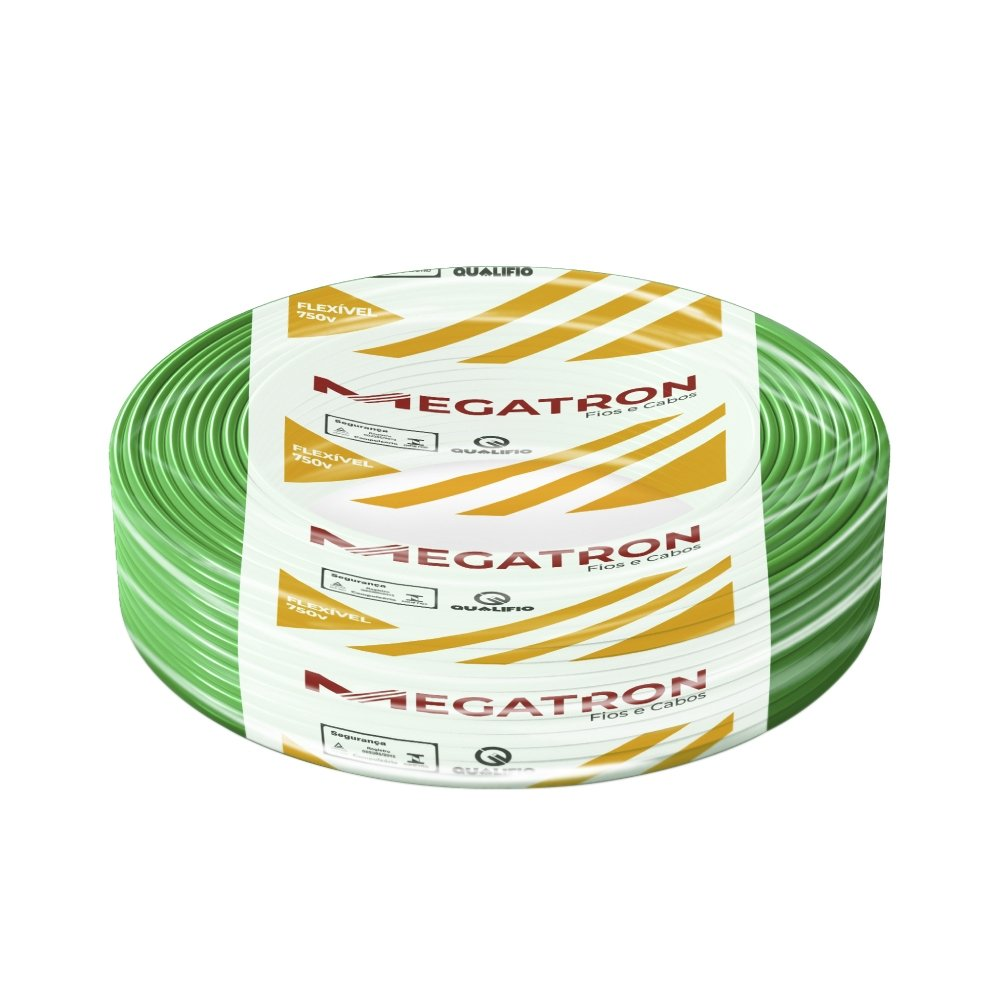 Cabo Flexível Megatron 2,5mm x 100m Rolo 750V Verde Cabo Flexível Megatron 2,5mm x 100m Rolo 750V Verde