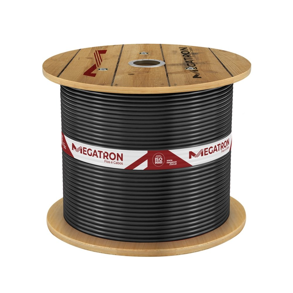 Cabo Flexível Megatron 1,5mm x 1400m Bobina 750V Preto