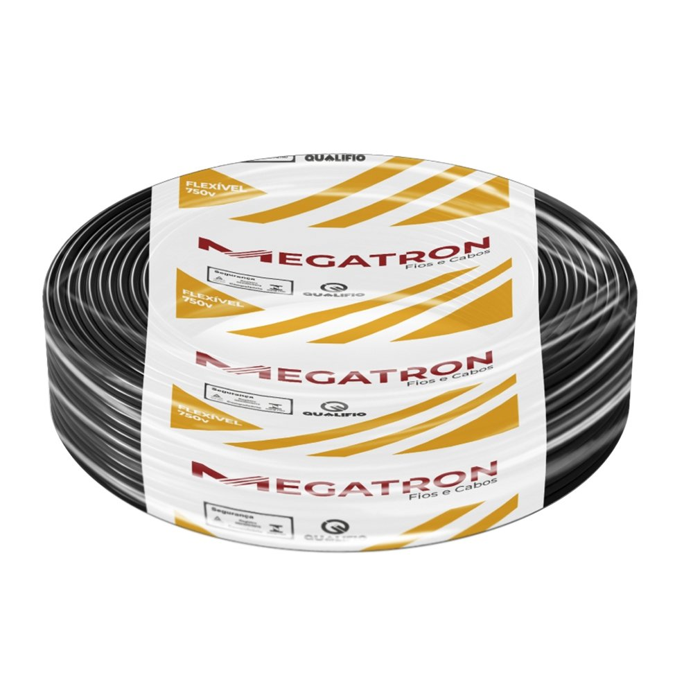 Cabo Flexível Megatron 16MMx100M Rolo 750V Preto Cabo Flexível Megatron 16MMx100M Rolo 750V Preto