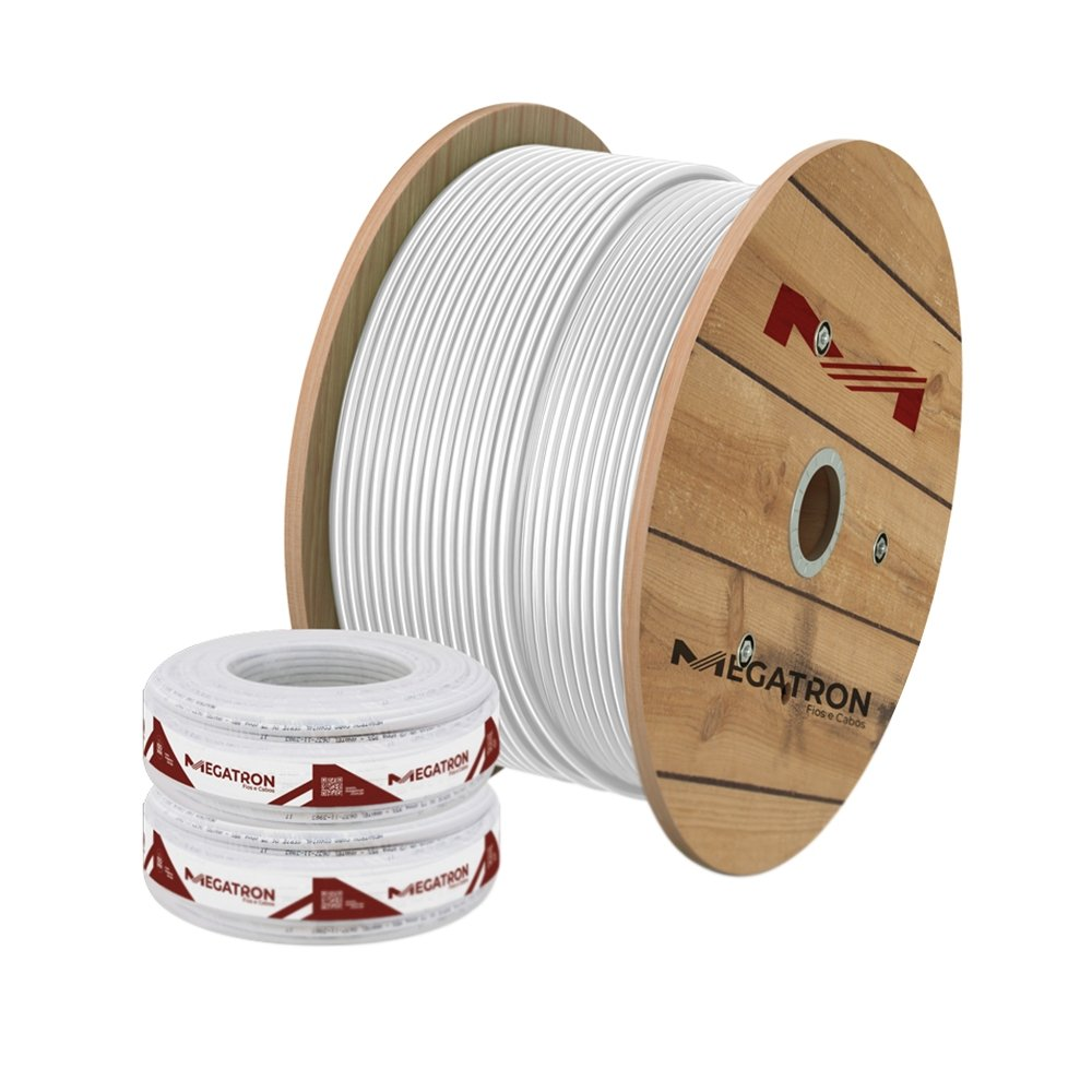 Cabo Megatron Coaxial 67% Malha 59 100m Branco Cabo Megatron Coaxial 67% Malha 59 100m Branco
