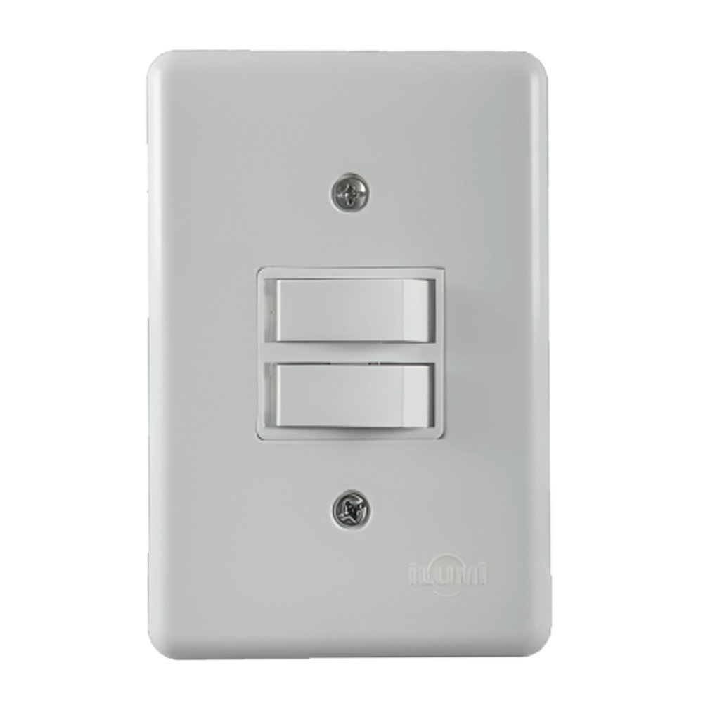 Interruptor Ilumi 2 Teclas Simples + Placa Stylus 6A 250V 4x2 Interruptor Ilumi 2 Teclas Simples + Placa Stylus 6A 250V 4x2