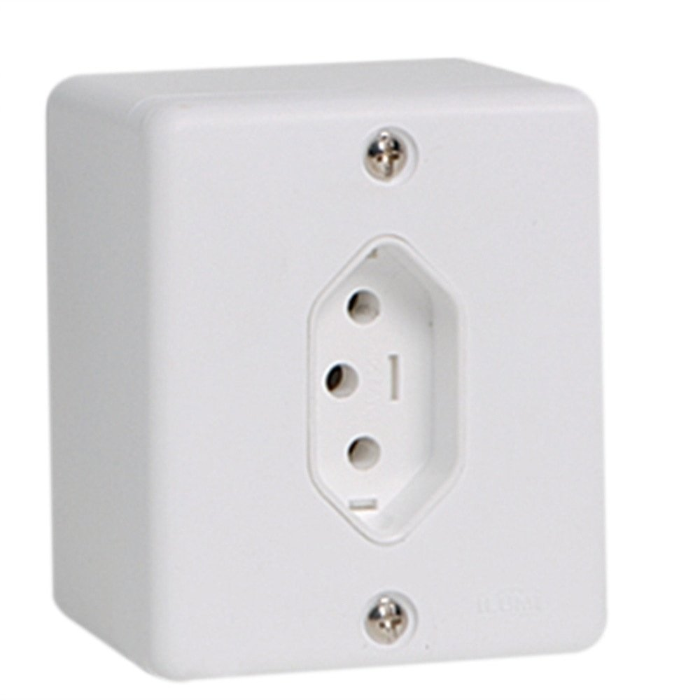 Tomada Sobrepor Ilumi 2 Polos + Terra 20A 250V Branca