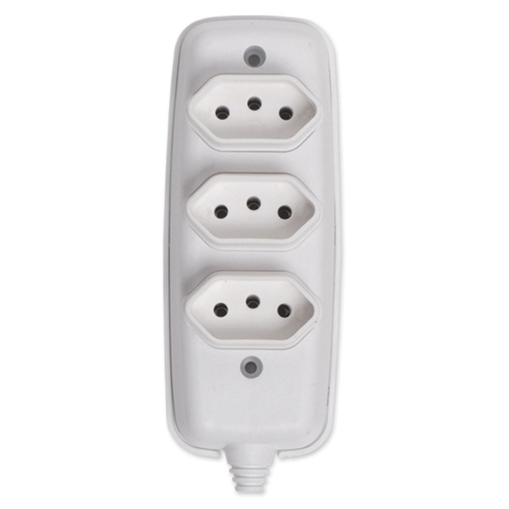 Tomada Barra Ilumi Tripla 2 Polos + Terra Branca 10A 250V Tomada Barra Ilumi Tripla 2 Polos + Terra Branca 10A 250V