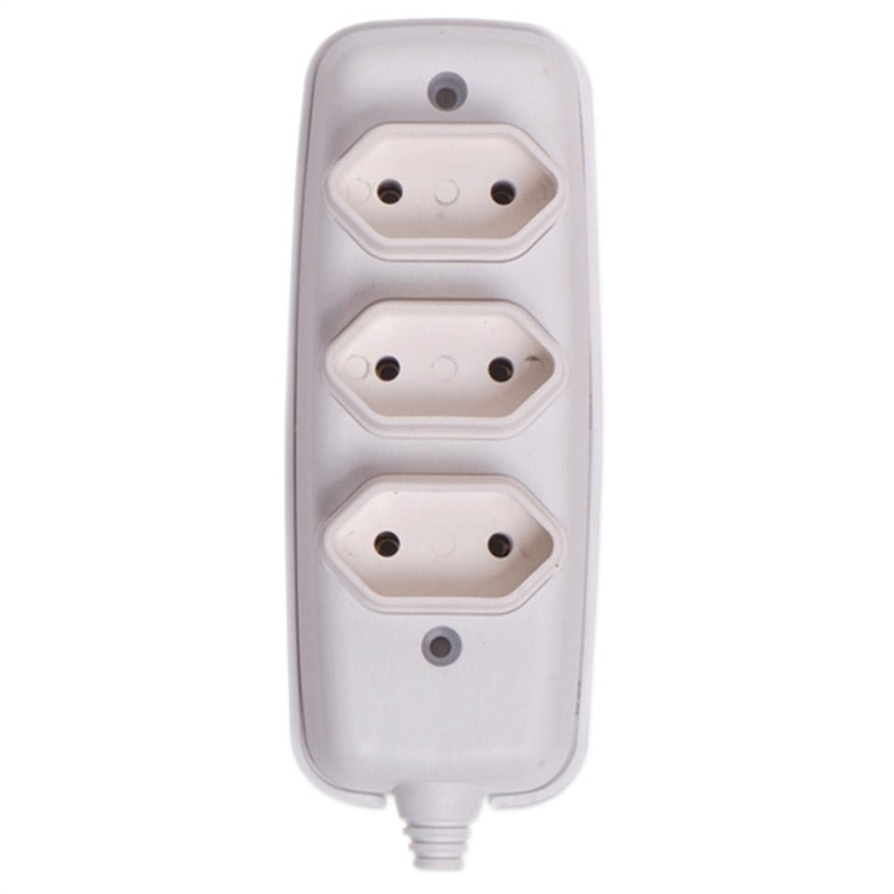 Tomada Ilumi Barra Tripla Bipolar 10A 250V Branca Tomada Ilumi Barra Tripla Bipolar 10A 250V Branca