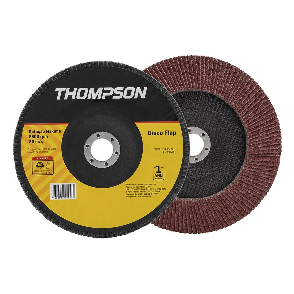 Disco Flap Thompson 4.1/2P G40 - Embalagem com 10 Unidades Disco Flap Thompson 4.1/2P G40 - Embalagem com 10 Unidades