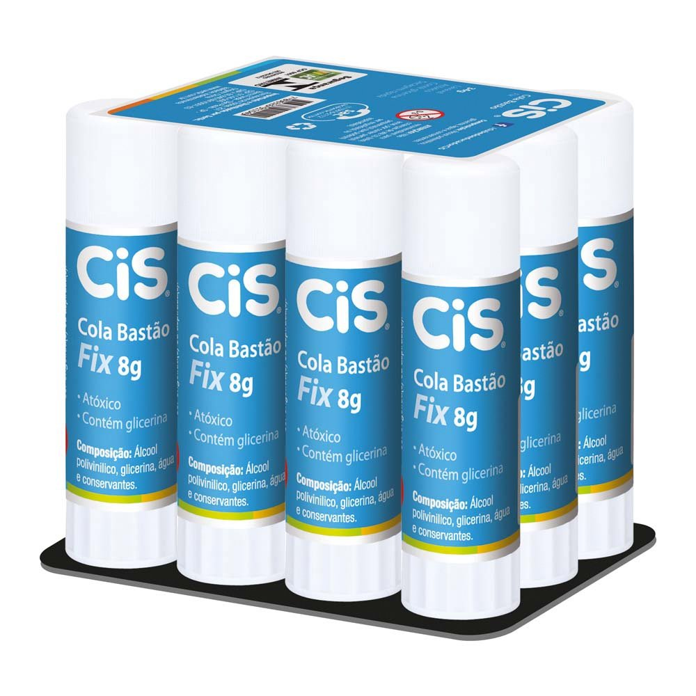 Cola Bastão Cis Fix 8g - Embalagem com 12 Unidades Cola Bastão Cis Fix 8g - Embalagem com 12 Unidades