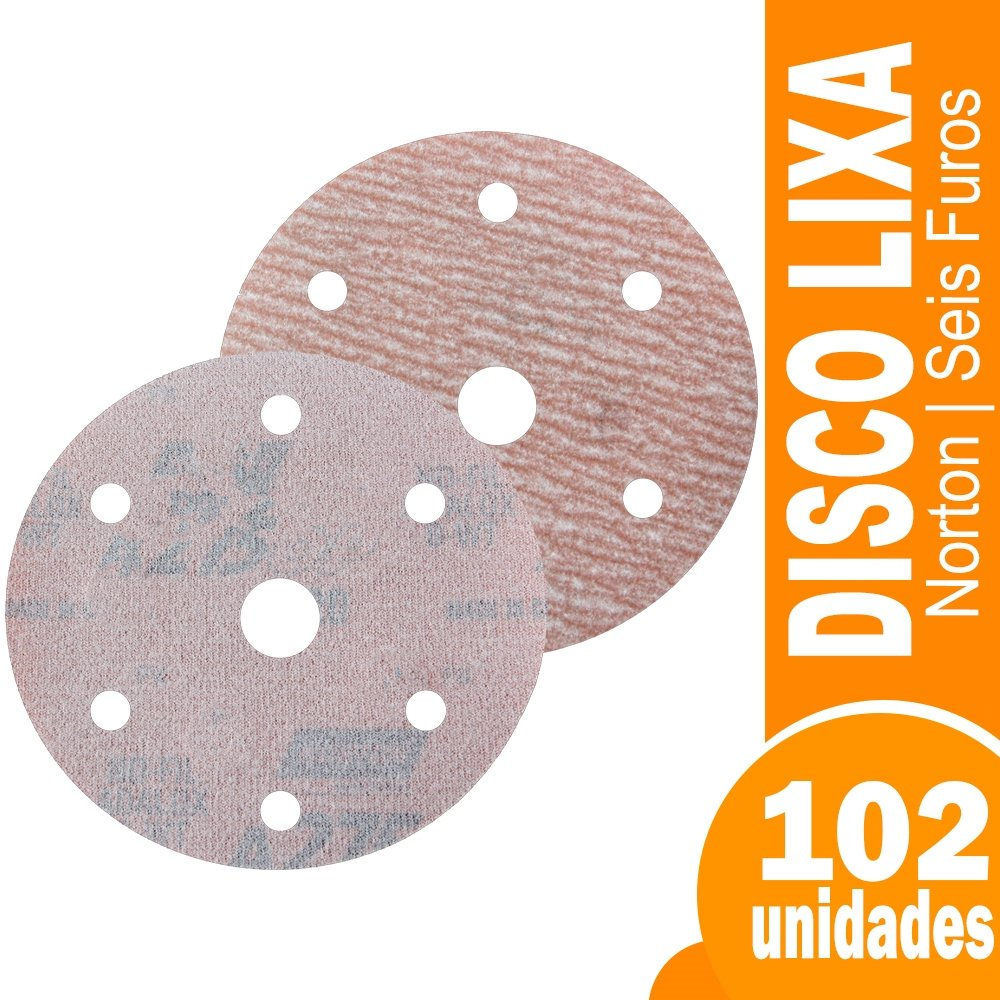 Disco Lixa Seco Norton A275 P220 152mm com 6 Furos - Embalagem com 102 Unidades Disco Lixa Seco Norton A275 P220 152mm com 6 Furos - Embalagem com 102 Unidades