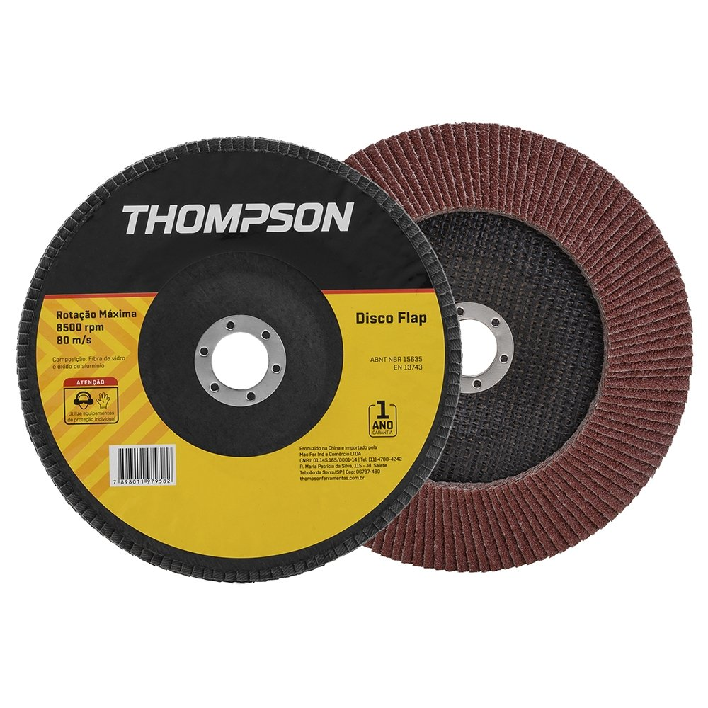 Disco Flap Thompson 4.1/2P G50 Embalagem com 10 Unidades Disco Flap Thompson 4.1/2P G50 Embalagem com 10 Unidades