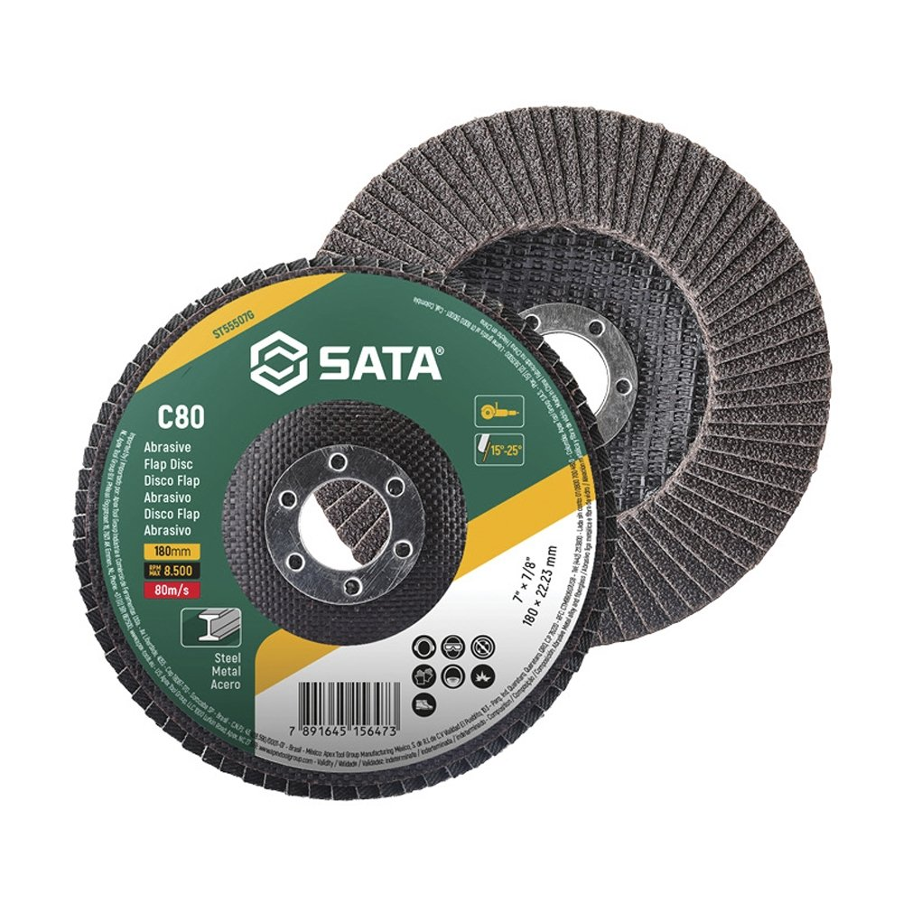 Disco Flap Sata Metal/Inox 7P G80 - Embalagem com 10 Unidades Disco Flap Sata Metal/Inox 7P G80 - Embalagem com 10 Unidades
