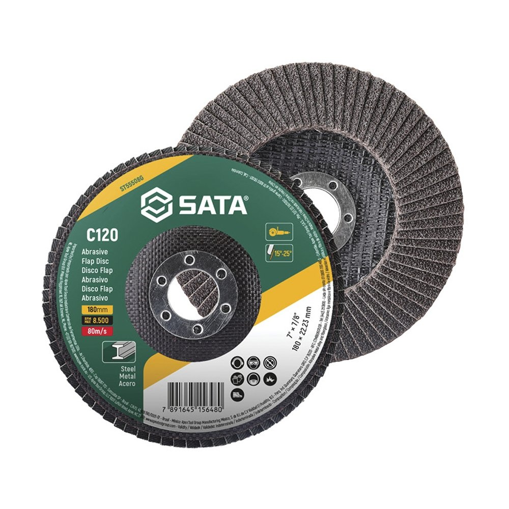 Disco Flap Sata Metal/Inox 7P G120 - Embalagem com 10 Unidades Disco Flap Sata Metal/Inox 7P G120 - Embalagem com 10 Unidades