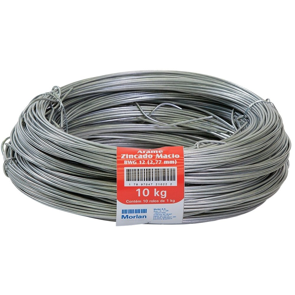 Arame Morlan Liso Galvanizado 12 - Embalagem com 10 Unidades Arame Morlan Liso Galvanizado 12 - Embalagem com 10 Unidades