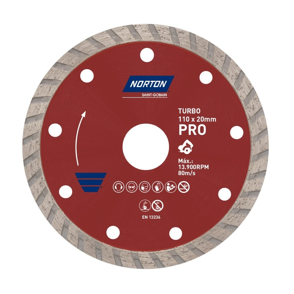 Disco de Corte Norton Diamantado Turbo Pro 110mmx20mm Disco de Corte Norton Diamantado Turbo Pro 110mmx20mm