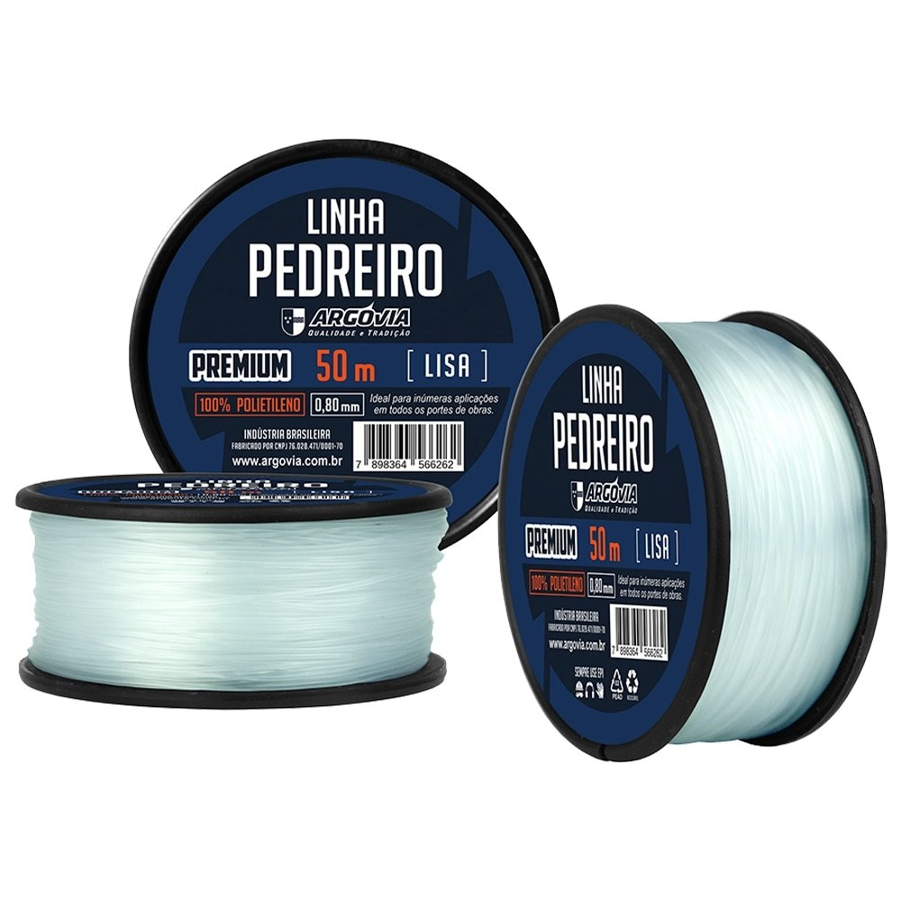 Linha de Pedreiro Argóvia Lisa 0,8mmX50m - Embalagem com 12 Unidades Linha de Pedreiro Argóvia Lisa 0,8mmX50m - Embalagem com 12 Unidades