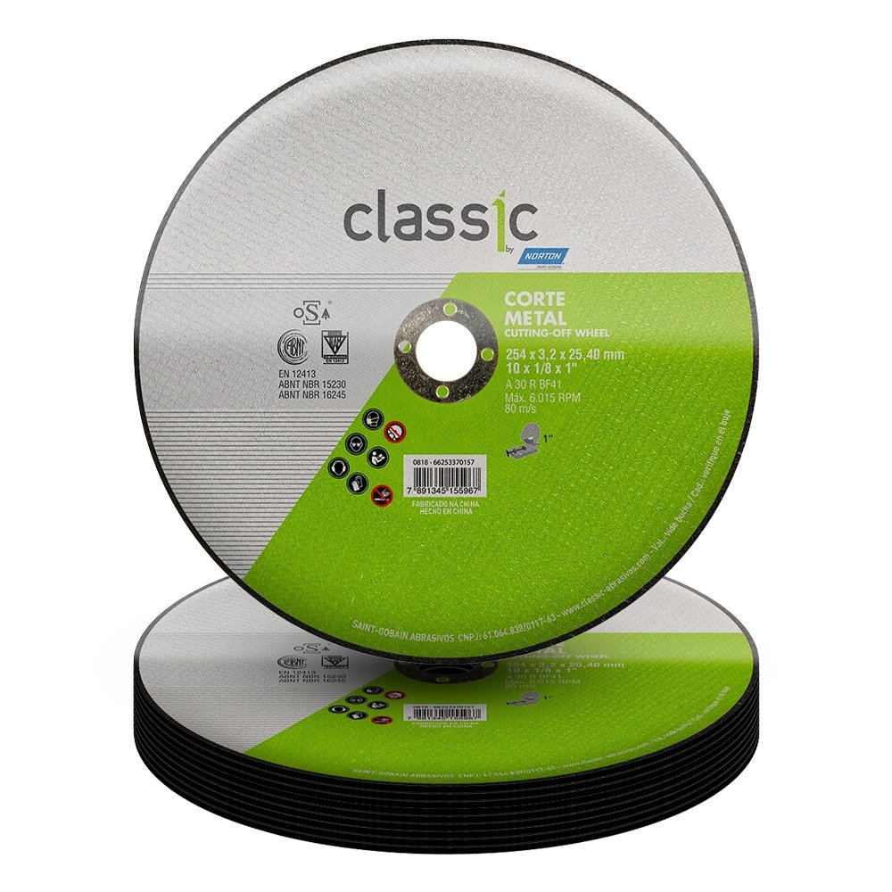 10 Discos de Corte Norton AR302 Classic 10P 254X3,2X25,4mm 10 Discos de Corte Norton AR302 Classic 10P 254X3,2X25,4mm