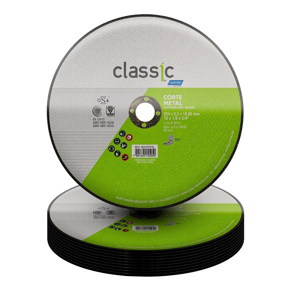 10 Discos de Corte Norton AR302 Classic 254X3,2X19,5mm 10 Discos de Corte Norton AR302 Classic 254X3,2X19,5mm