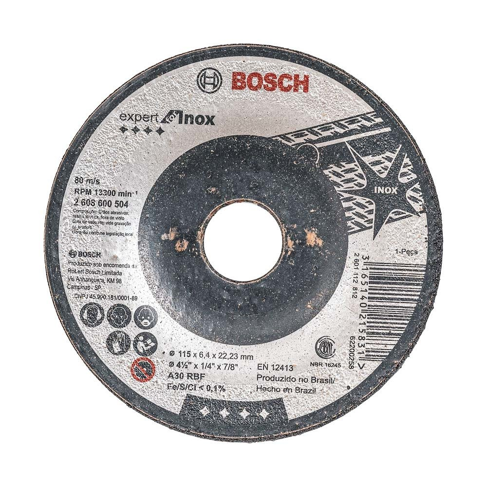 Disco Desbaste Bosch 4 1/2P 115 x 6,4x22,23mm Inox Disco Desbaste Bosch 4 1/2P 115 x 6,4x22,23mm Inox