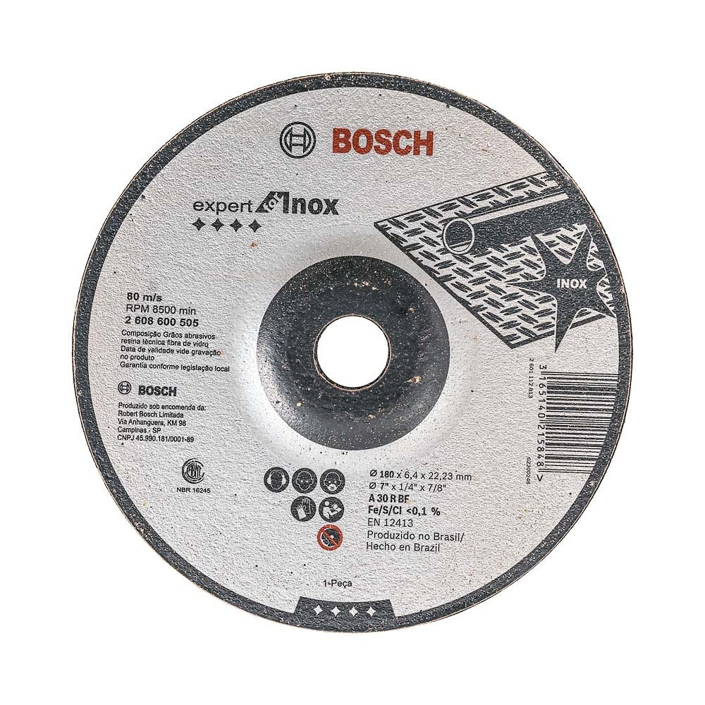 Disco Desbaste Bosch 7P 180X6,4X22,23mm Inox Disco Desbaste Bosch 7P 180X6,4X22,23mm Inox
