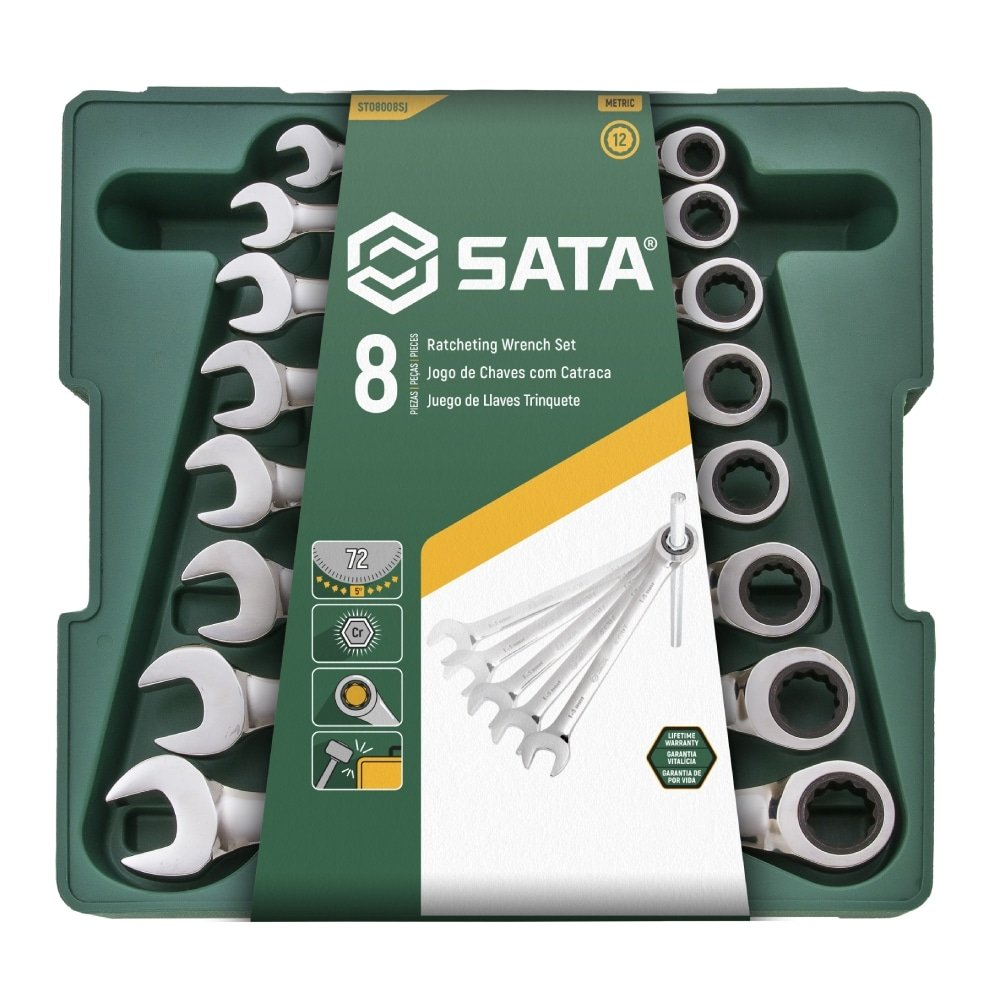 Jogo de Chave Combinada Sata com Catraca 8 a 19mm - Embalagem com 8 Peças Jogo de Chave Combinada Sata com Catraca 8 a 19mm - Embalagem com 8 Peças