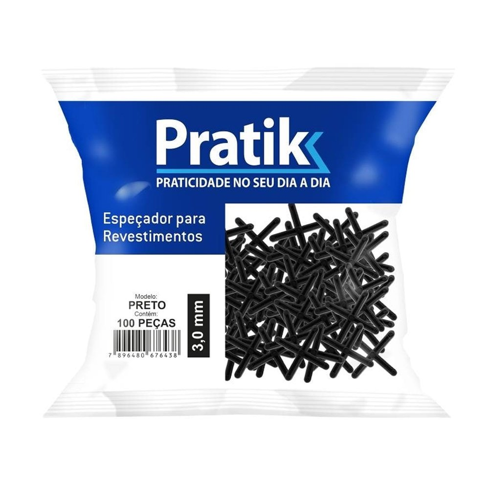Espaçador Cruzeta Pratik para Dilatação Piso 3mm Preto - Embalagem com 100 Unidades Espaçador Cruzeta Pratik para Dilatação Piso 3mm Preto - Embalagem com 100 Unidades