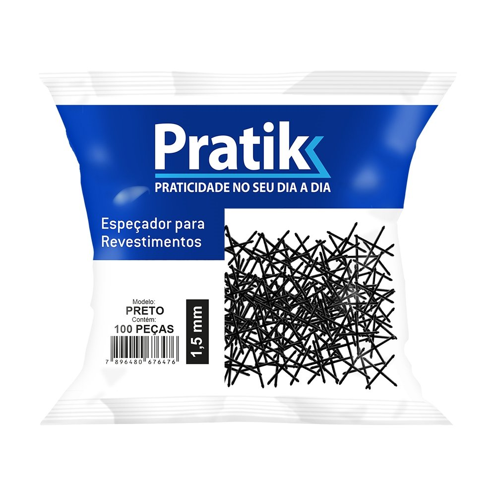 Espaçador Cruzeta Pratik para Dilatação Piso 1,5mm Preto - Embalagem com 100 Unidades
