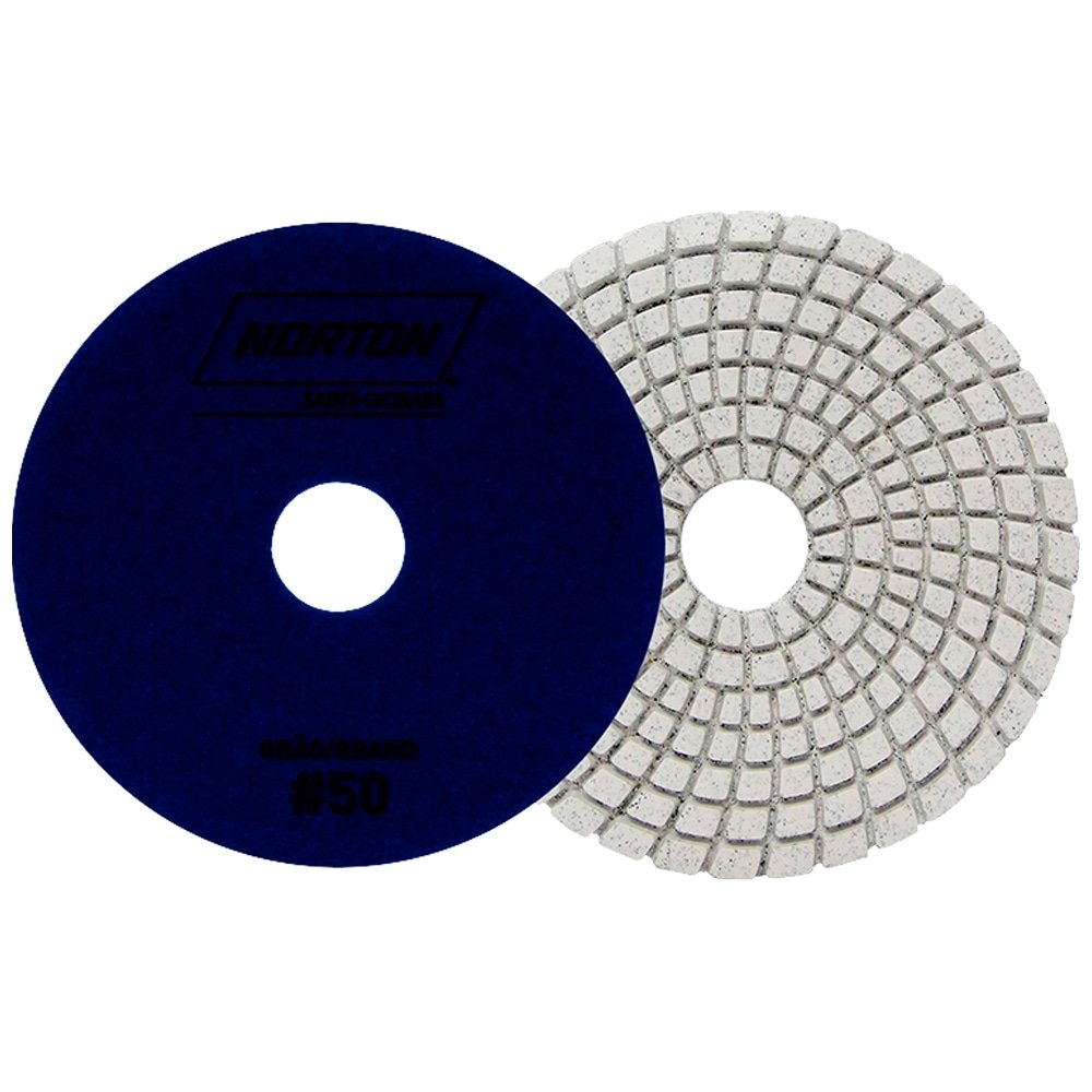 Disco Flexível Diamantado Norton Brilho D'Água - 100mm 4 Passos G050 Azul - Embalagem com 10 Unidades Disco Flexível Diamantado Norton Brilho D'Água - 100mm 4 Passos G050 Azul - Embalagem com 10 Unidades