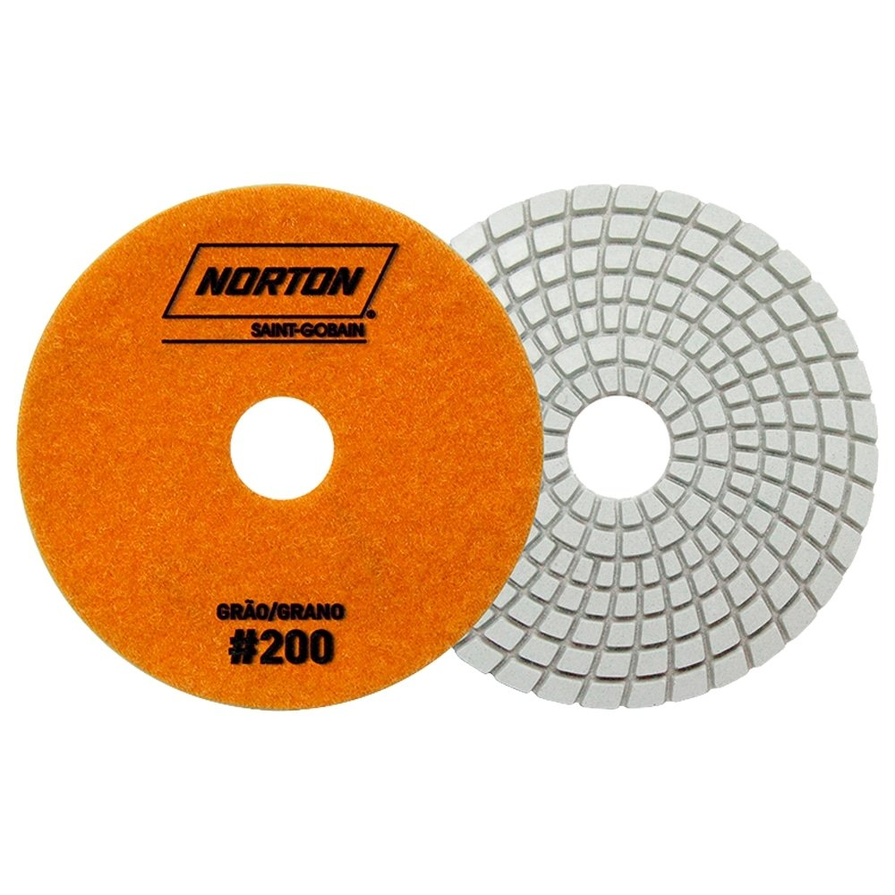 Disco Flexível Diamantado Norton Brilho D'Água - 100mm 4 Passos G200 Laranja - Embalagem com 10 Unidades Disco Flexível Diamantado Norton Brilho D'Água - 100mm 4 Passos G200 Laranja - Embalagem com 10 Unidades