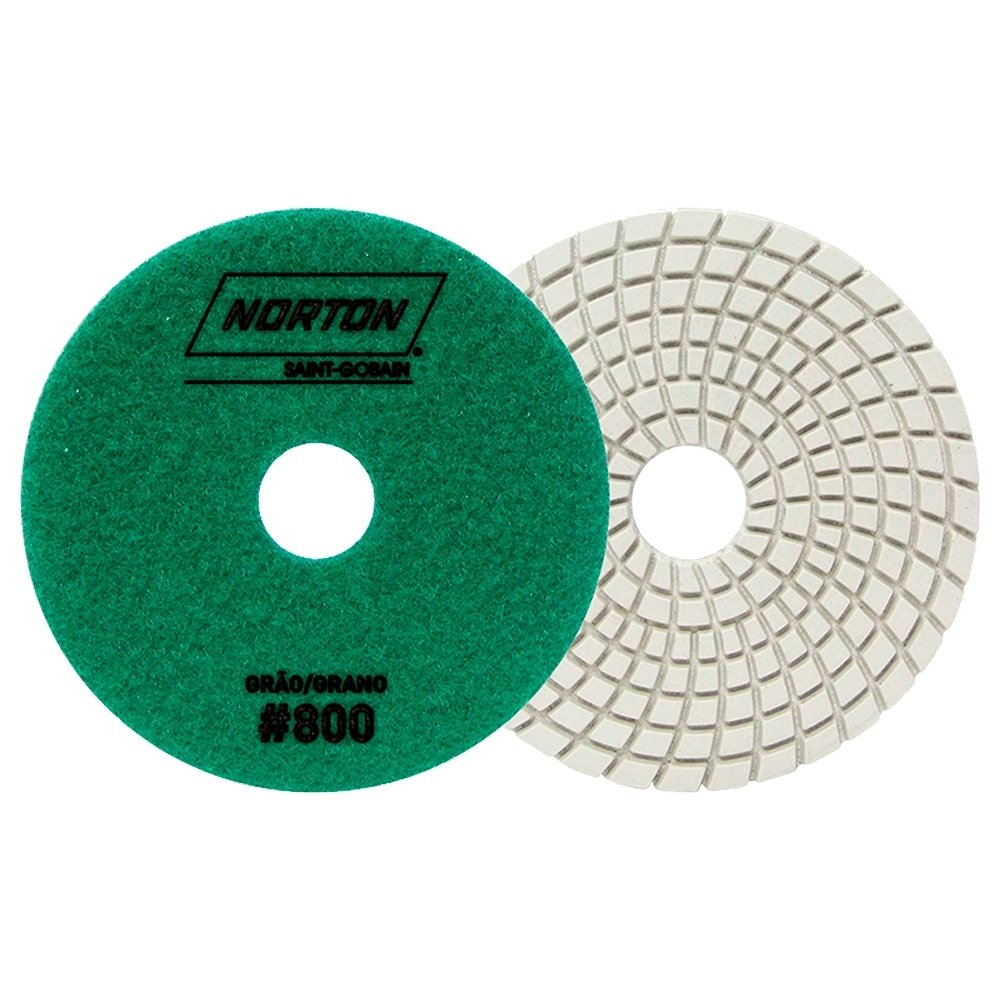 Disco Flexível Diamantado Norton Brilho D'Água - 100mm 4 Passos G800 Verde - Embalagem com 10 Unidades Disco Flexível Diamantado Norton Brilho D'Água - 100mm 4 Passos G800 Verde - Embalagem com 10 Unidades