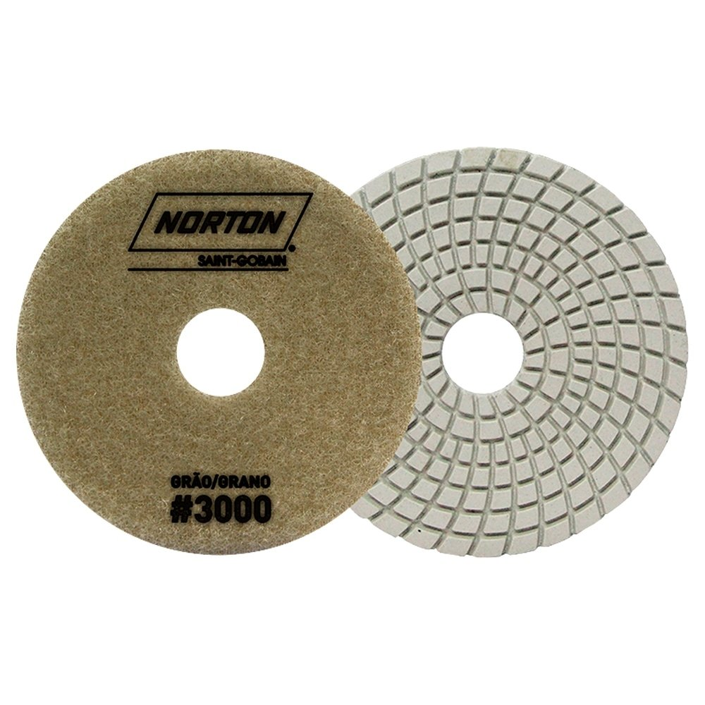 Disco Flexível Diamantado Norton Brilho D'Água - 100mm 4 Passos G3000 Marrom - Embalagem com 10 Unidades Disco Flexível Diamantado Norton Brilho D'Água - 100mm 4 Passos G3000 Marrom - Embalagem com 10 Unidades