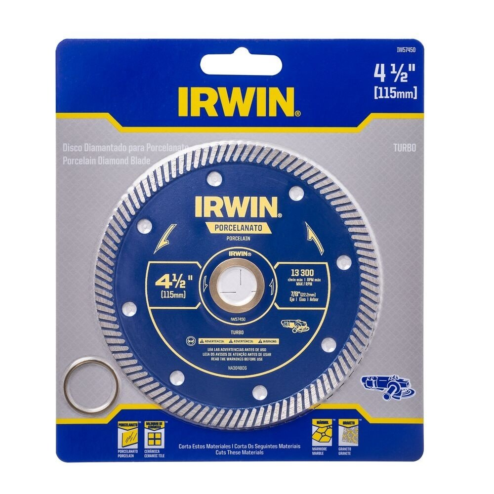 Disco Diamantado Irwin Turbo Porcelanato 4.1/2 115mmx22,2mm Disco Diamantado Irwin Turbo Porcelanato 4.1/2 115mmx22,2mm