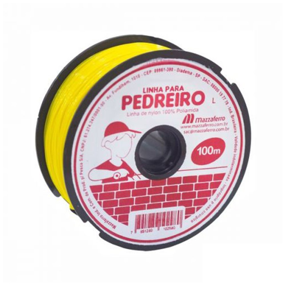 Linha Pedreiro Mazzaferro Lisa Amarelo 8mm x 100m - Embalagem com 10 Unidades Linha Pedreiro Mazzaferro Lisa Amarelo 8mm x 100m - Embalagem com 10 Unidades
