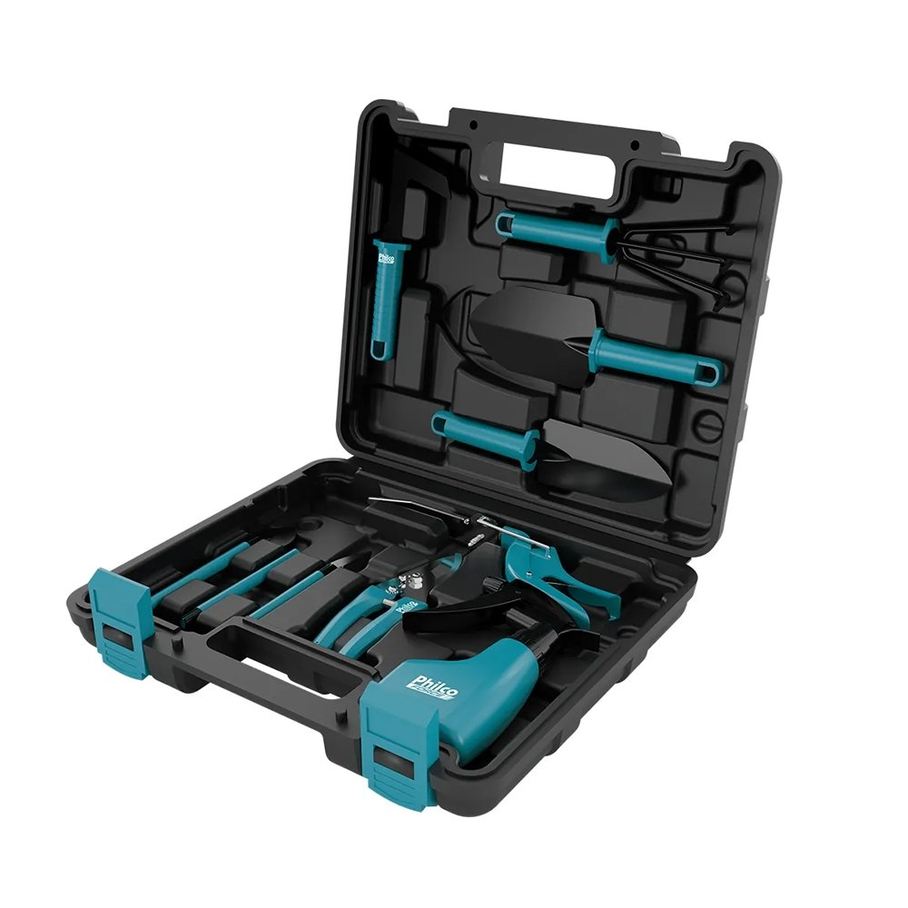 Kit Jardinagem Philco PKJ10 Com Maleta Preto/Azul - 10 Peças Kit Jardinagem Philco PKJ10 Com Maleta Preto/Azul - 10 Peças