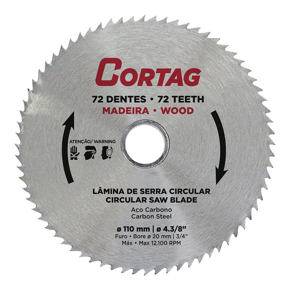 Disco de Serra Circular Cortag - Para Madeira 110mm 72 Dentes Disco de Serra Circular Cortag - Para Madeira 110mm 72 Dentes