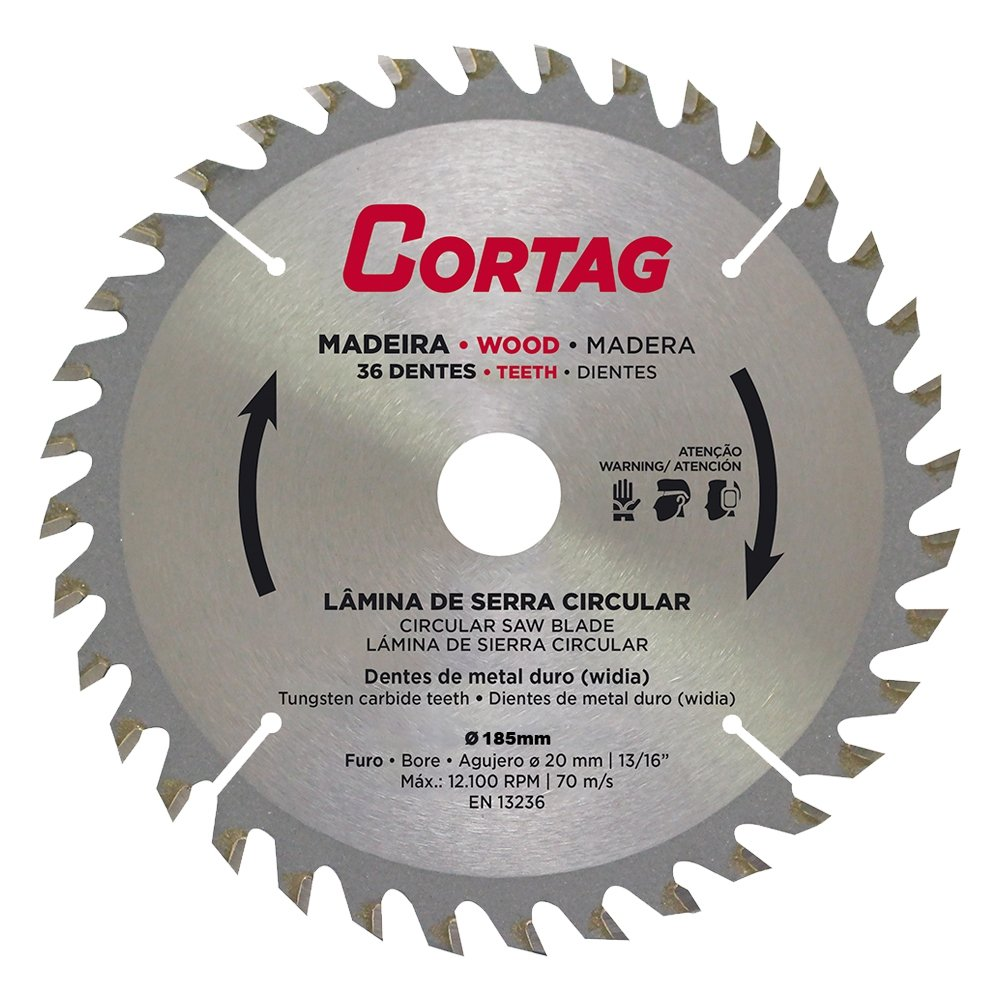 Disco de Serra Circular Cortag - Para Madeira 185mm 36 Dentes Disco de Serra Circular Cortag - Para Madeira 185mm 36 Dentes