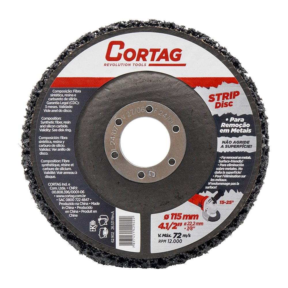 Disco Strip Cortag - Remoção em Metais 115mm x 22,23mm Disco Strip Cortag - Remoção em Metais 115mm x 22,23mm