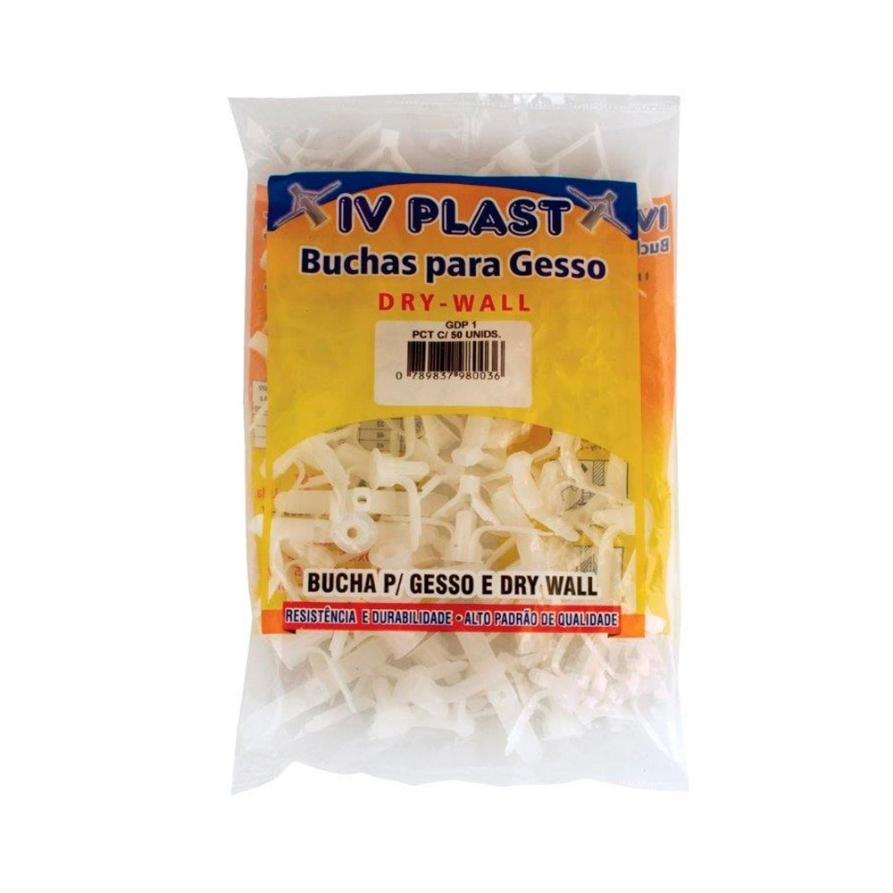 Bucha Plástica Ivplast Gesso Dry Wall GDP1 4 A 16mm - Embalagem c/ 50 unidades Bucha Plástica Ivplast Gesso Dry Wall GDP1 4 A 16mm - Embalagem c/ 50 unidades