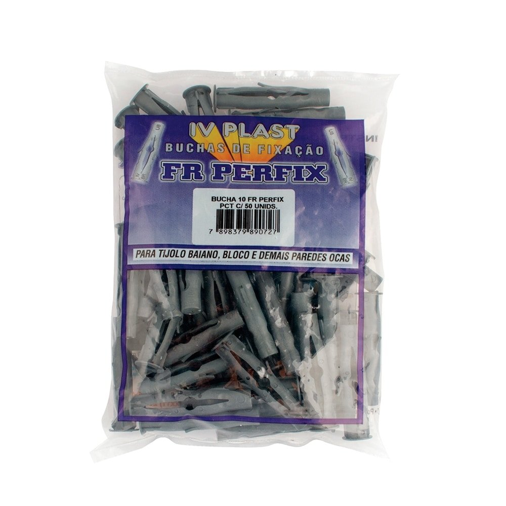 Bucha Plástica Fixação FR Perfix Ivplast N.10 Para Tijolo Oco - Embalagem c/ 50 unidades Bucha Plástica Fixação FR Perfix Ivplast N.10 Para Tijolo Oco - Embalagem c/ 50 unidades