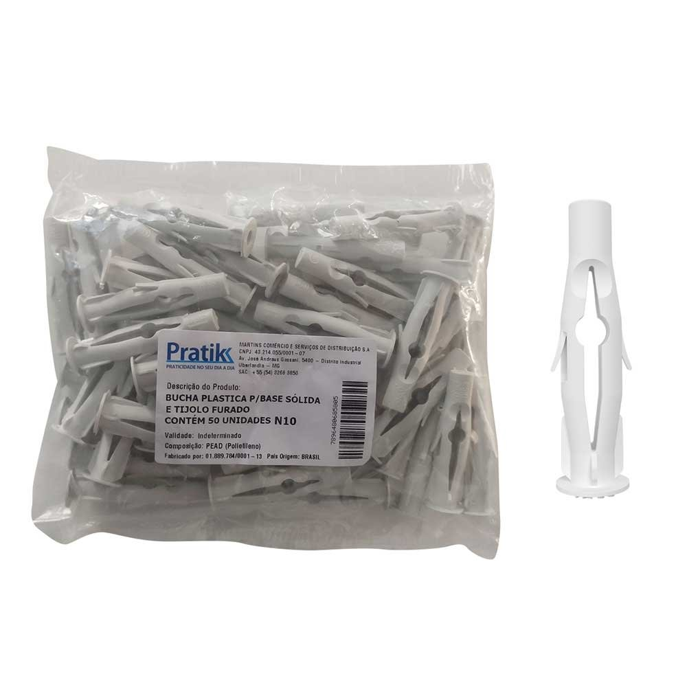 Bucha Plástica Pratik Fixação Base Sólida para Tijolo Furado N10 Branca - Embalagem com 50 Unidades Bucha Plástica Pratik Fixação Base Sólida para Tijolo Furado N10 Branca - Embalagem com 50 Unidades