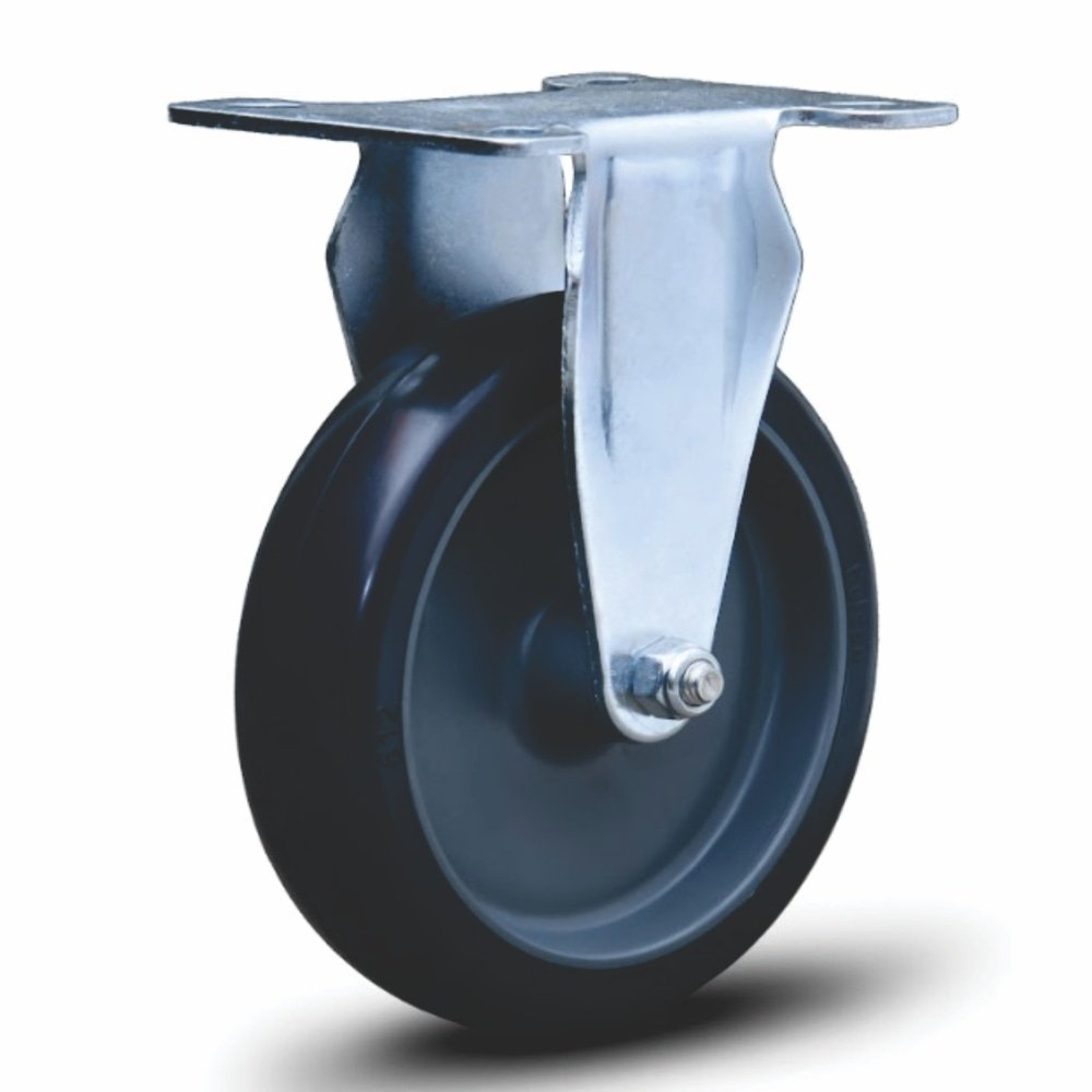 Rodizio Zincado Colson - Base Fixo 100mm, Borracha para Carrinho Mercado 65kg Rodizio Zincado Colson - Base Fixo 100mm, Borracha para Carrinho Mercado 65kg