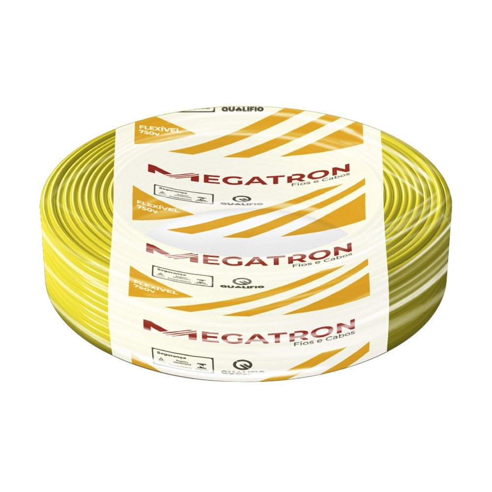 Cabo Flexível Megatron 1,5MMx100M Rolo 750V Amarelo Cabo Flexível Megatron 1,5MMx100M Rolo 750V Amarelo