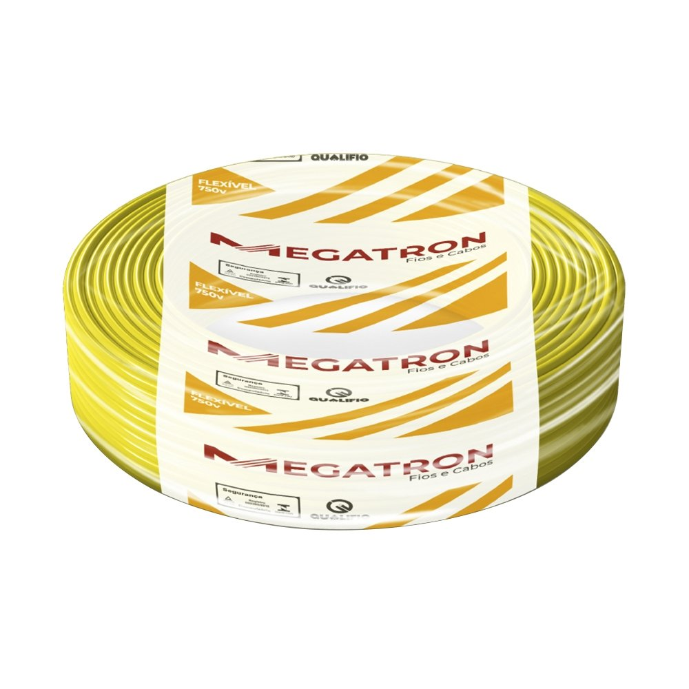 Cabo Flexível Megatron 2,5MMx100M Rolo 750V Amarelo Cabo Flexível Megatron 2,5MMx100M Rolo 750V Amarelo