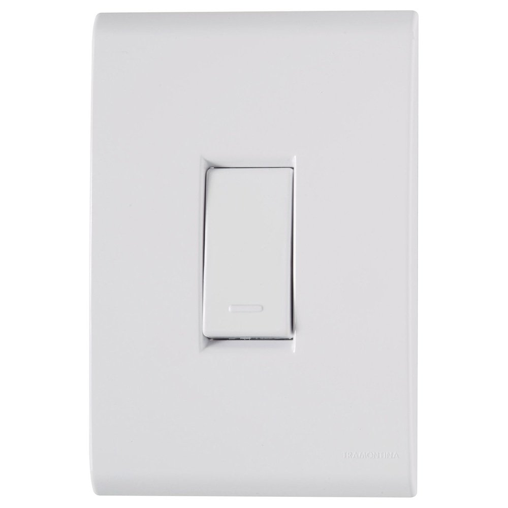 Interruptor Liz Tramontina 1 Tecla Simples 10A 250V com Placa Branco Interruptor Liz Tramontina 1 Tecla Simples 10A 250V com Placa Branco