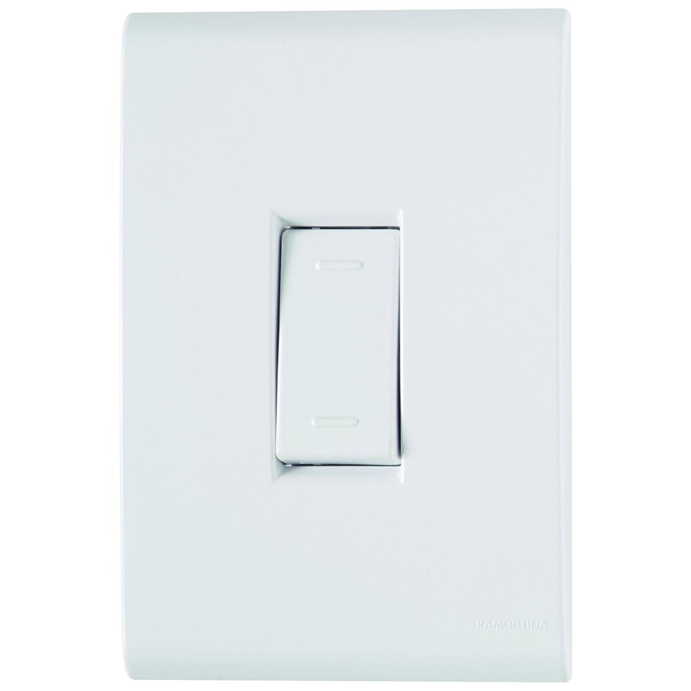 Interruptor Liz Tramontina 1 Tecla Paralelo 10A 250V com Placa Branco Interruptor Liz Tramontina 1 Tecla Paralelo 10A 250V com Placa Branco