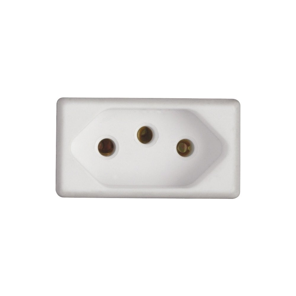 Tomada Liz Tramontina 2PT 10A/250V H35 com Placa Branca Tomada Liz Tramontina 2PT 10A/250V H35 com Placa Branca