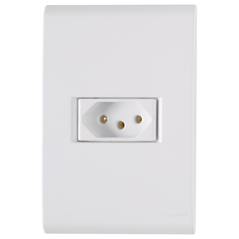 Tomada Liz Tramontina 2P+T 20A 250V com Placa Branca Tomada Liz Tramontina 2P+T 20A 250V com Placa Branca
