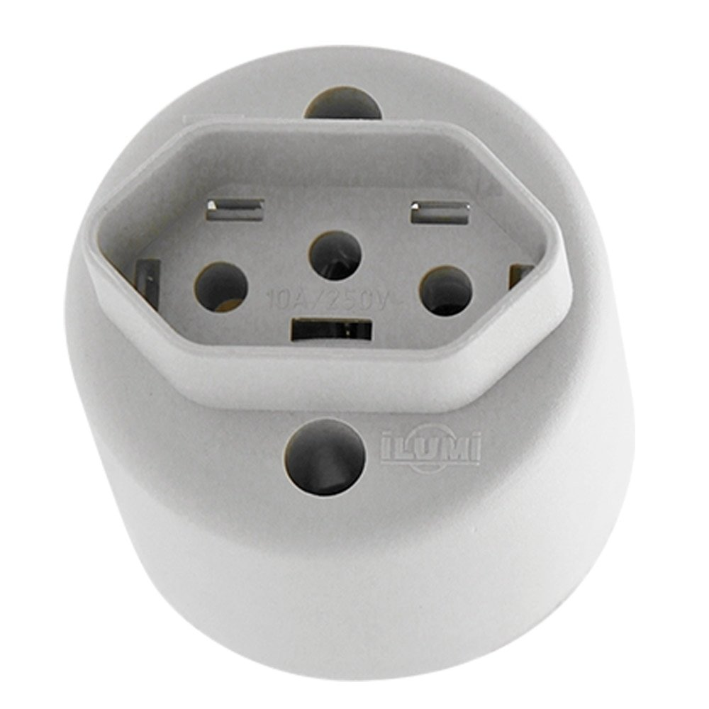 Tomada Ilumi 2P+T Bipolar Externa Redonda Cinza 10A Embalagem com 10 Unidades Tomada Ilumi 2P+T Bipolar Externa Redonda Cinza 10A Embalagem com 10 Unidades