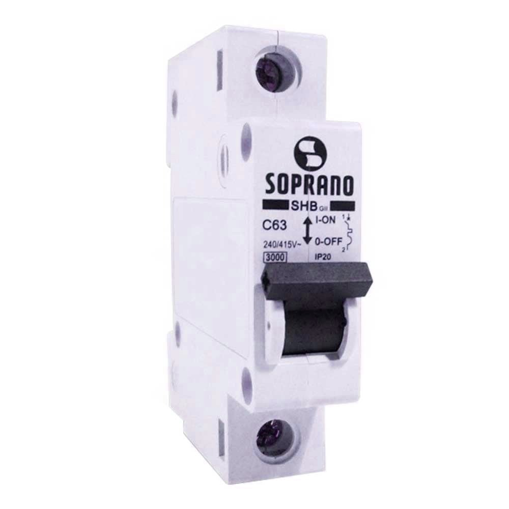 Disjuntor Soprano Din SHB-GII 1P 16A Curva C Branco Disjuntor Soprano Din SHB-GII 1P 16A Curva C Branco